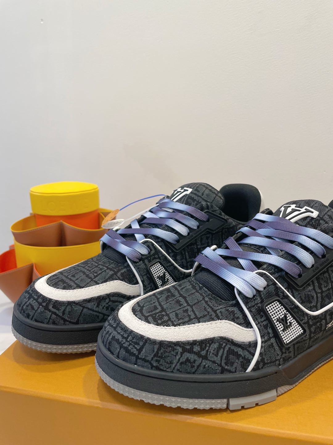 TRAINER SNEAKER IN BLACK MONOGRAM DENIM FABRIC、mysite、Cacoeks