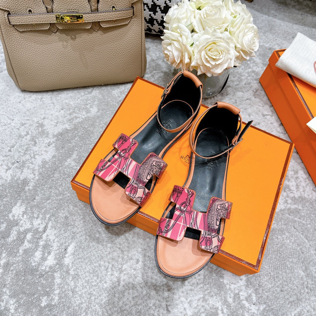 SANTORINI SANDAL BLACK MIX LIGHT PINK CALFSKIN WITH PATTERN、mysite、Cacoeks