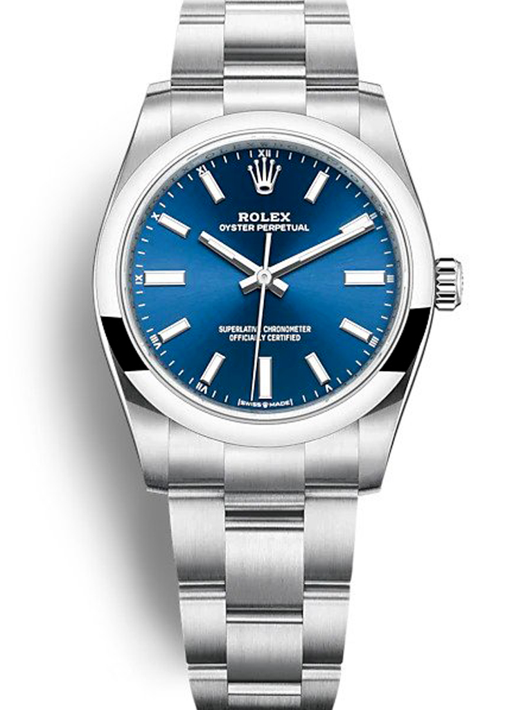 Replica Rolex Oyster Perpetual Lady 34mm Blue Dial 124200-fasswatch