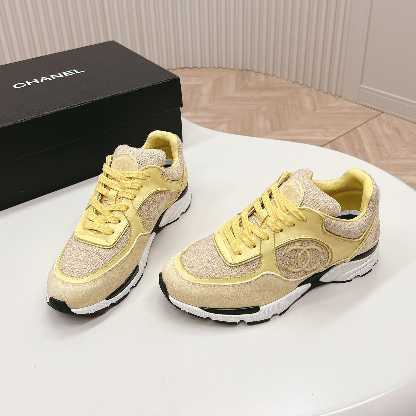 TRAINERS IN LIGHT YELLOW SUEDE AND CALFSKIN、mysite、Cacoeks