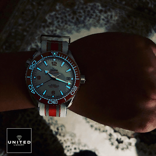 Omega Seamaster Orange 215.32.44.21.04.001 White Dial Replica phosphor dial