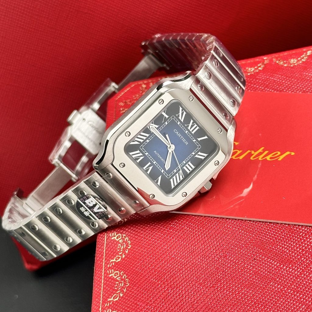 Đồng Hồ Cartier Nữ Chế Tác Santos WSSA0063 Mặt Xanh Blue 35mm (3)