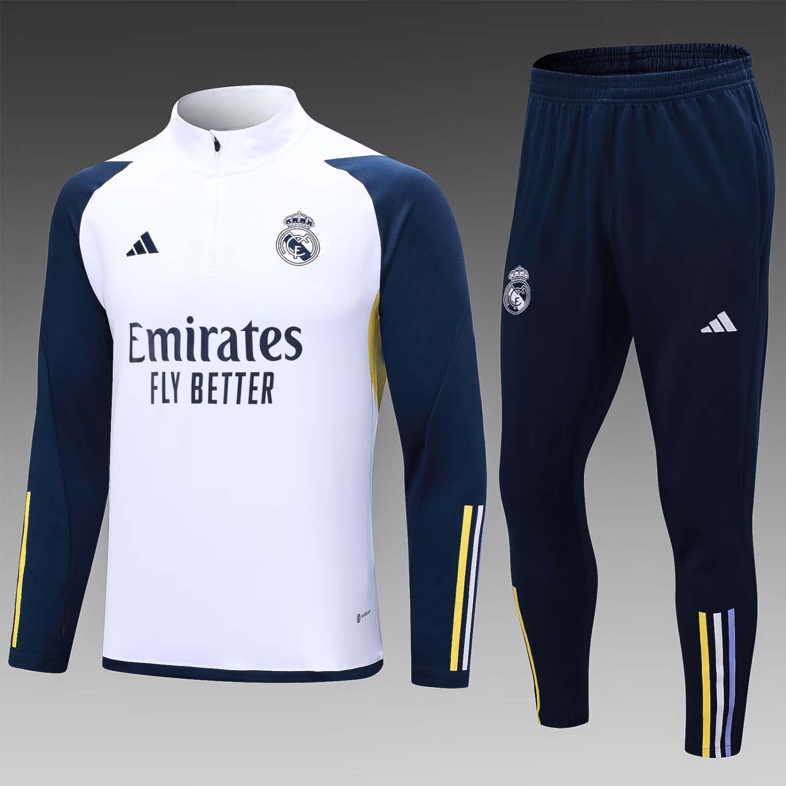 2023/2024 Real Madrid Half-Pull Training Suit White Set:football jersey mysite: unitedjerseyfootball 邓江浪:football