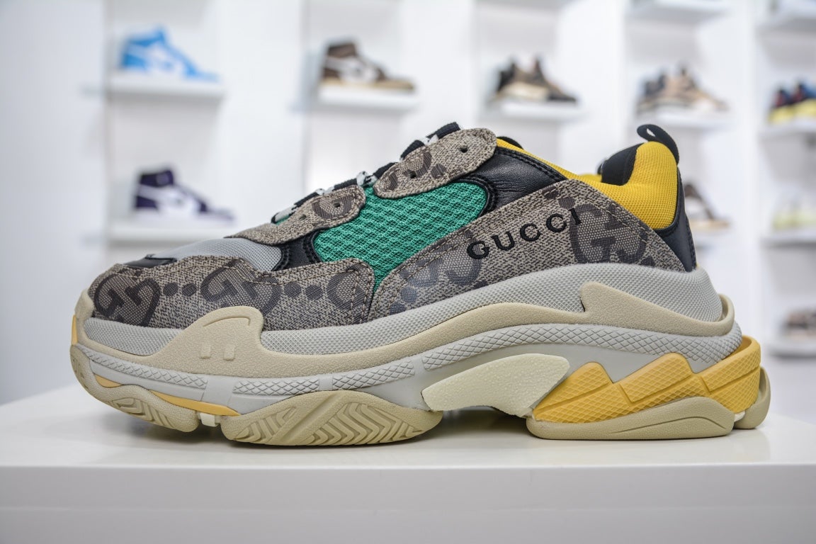 Balenciaga Triple S Sneaker x Gucci in Beige Yellow、mysite、Cacoeks