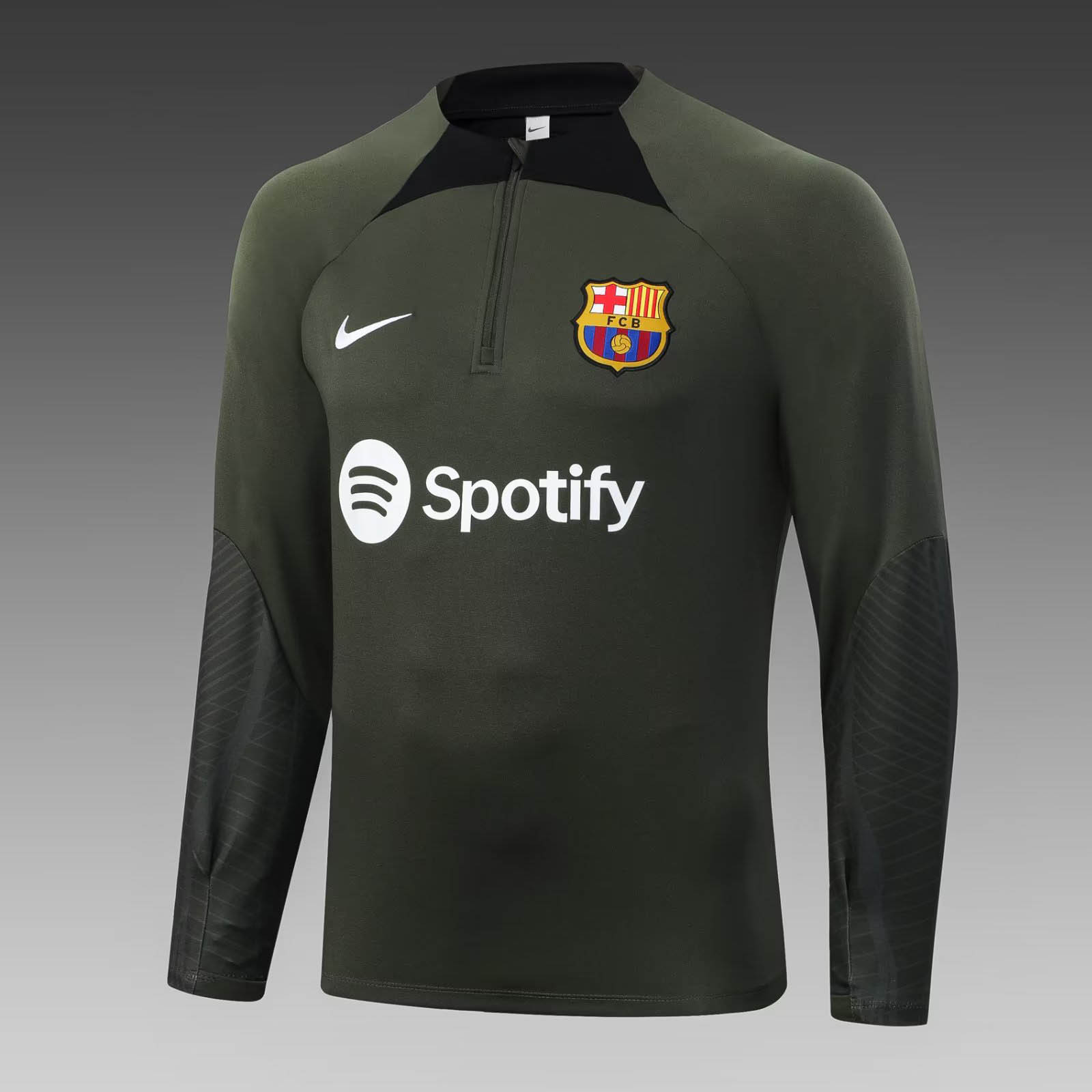 2023/2024 Barcelona Half-Pull Training Suit Army Green Jersey Set:football jersey mysite: unitedjerseyfootball 邓江浪:football