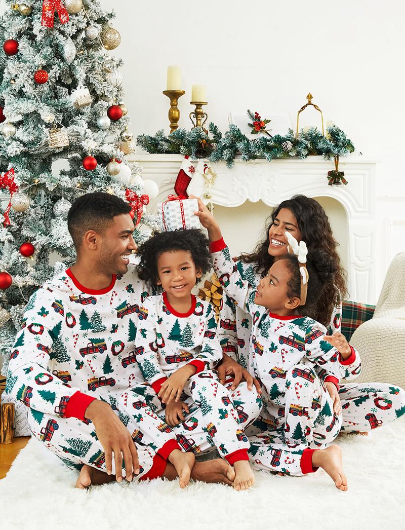 PatPat Christmas Pajamas Soft & Stretchy Family Matching  Long Sleeve Sets Christmas Cars Patterned Sleepwear for Women Men Couples Adult Kids,Cute Pajama,Cozy Pajamas ,Flame Resistant,autumntok,wintertok,BFCM Early Bird
