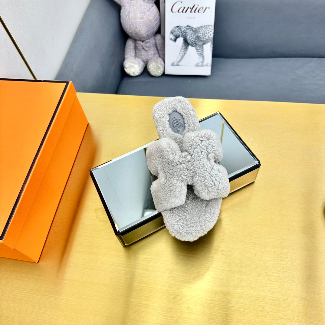 0RAN SHEARLING SANDALS PALE GRAY、mysite、Cacoeks