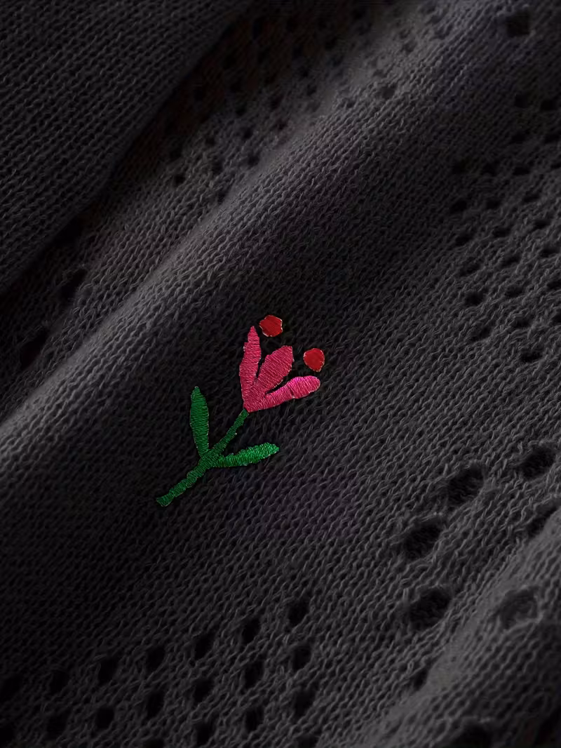 plus size floral embroidery sweater casual cut out long sleeve crew neck sweater for spring womens plus size clothing Product details 18