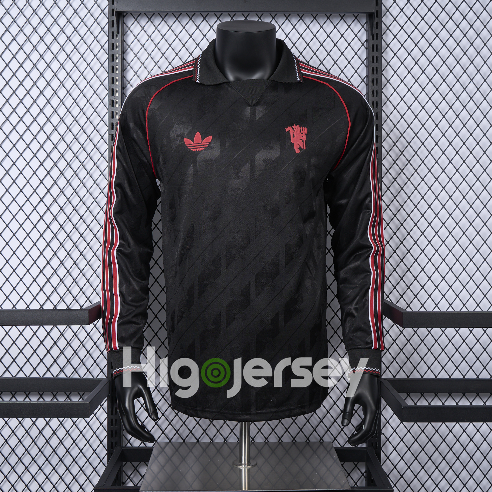 Higojerseys-Manchester United 24-25 Originals LFSTLR Long Sleeve Black Jersey - Player Version