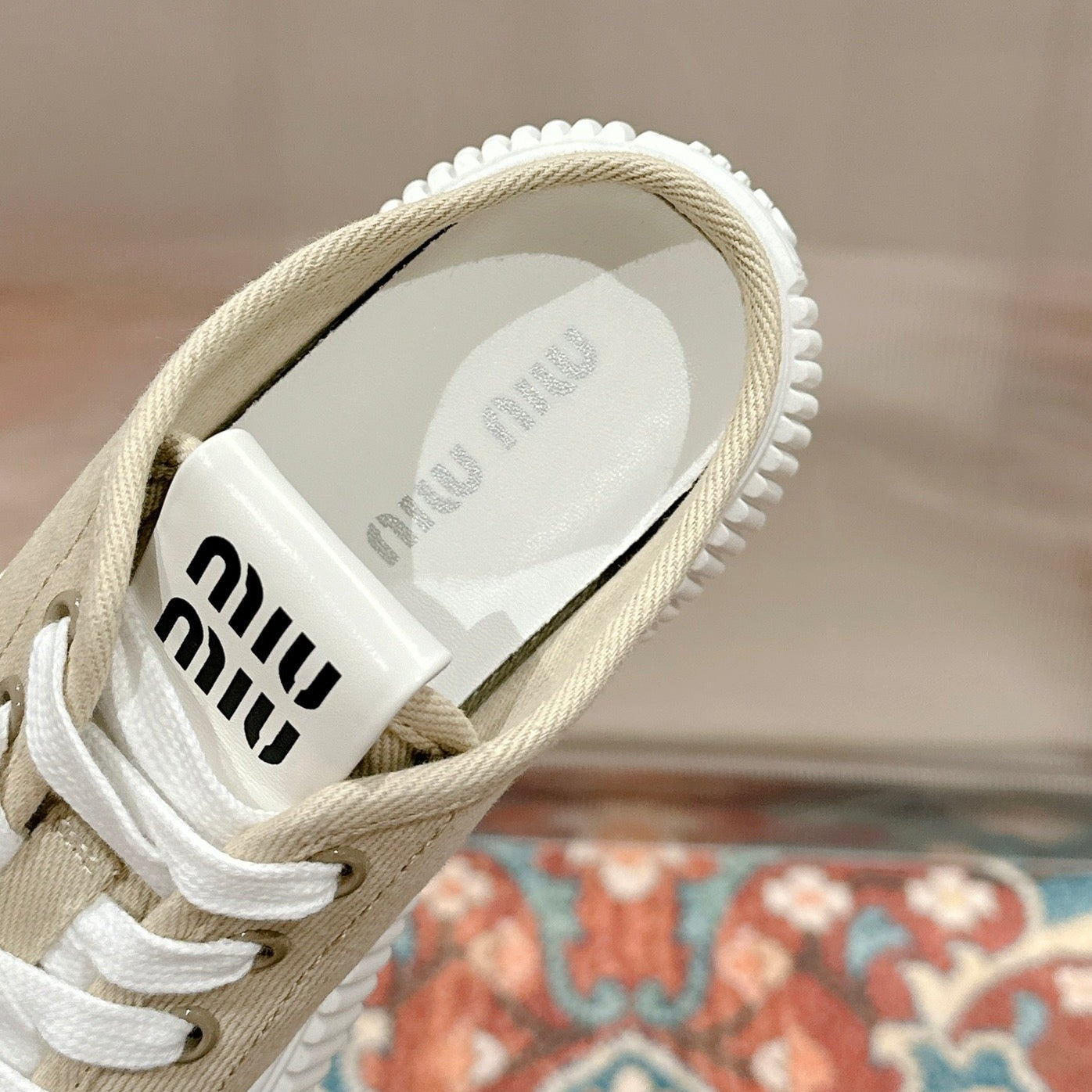 Sneakers Mules Bright Cream Color Canvas、mysite、Cacoeks