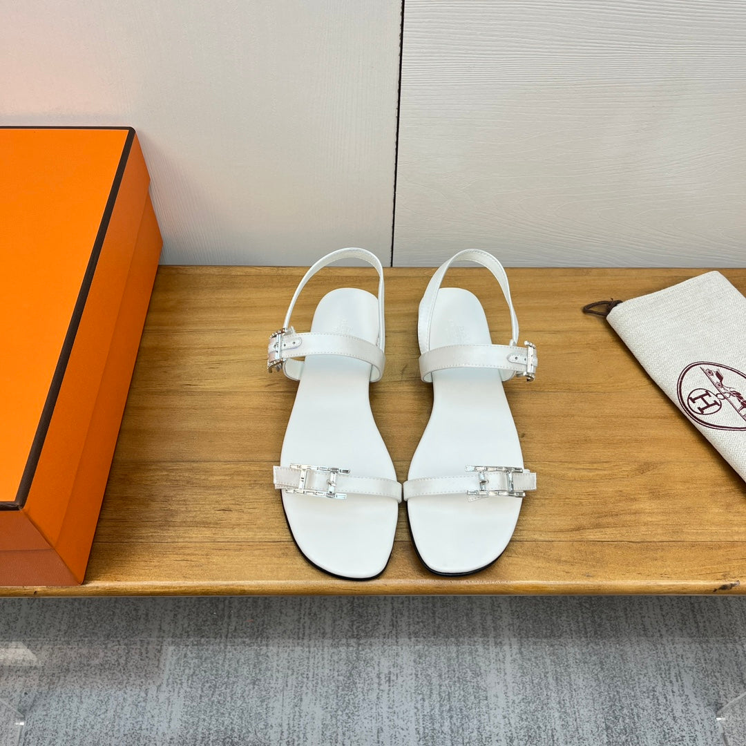 BUCKLE SANDAL WHITE CALFSKIN、mysite、Cacoeks