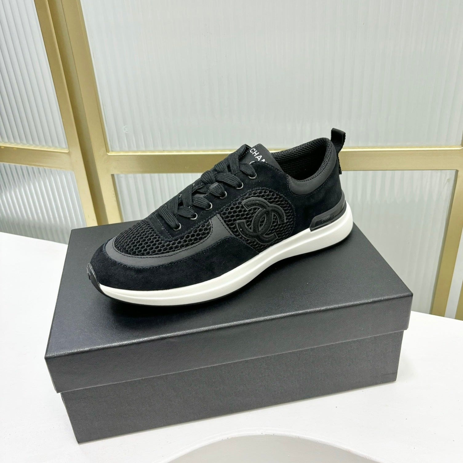 SNEAKER IN BLACK SUEDE AND BREATHABLE MESH、mysite、Cacoeks