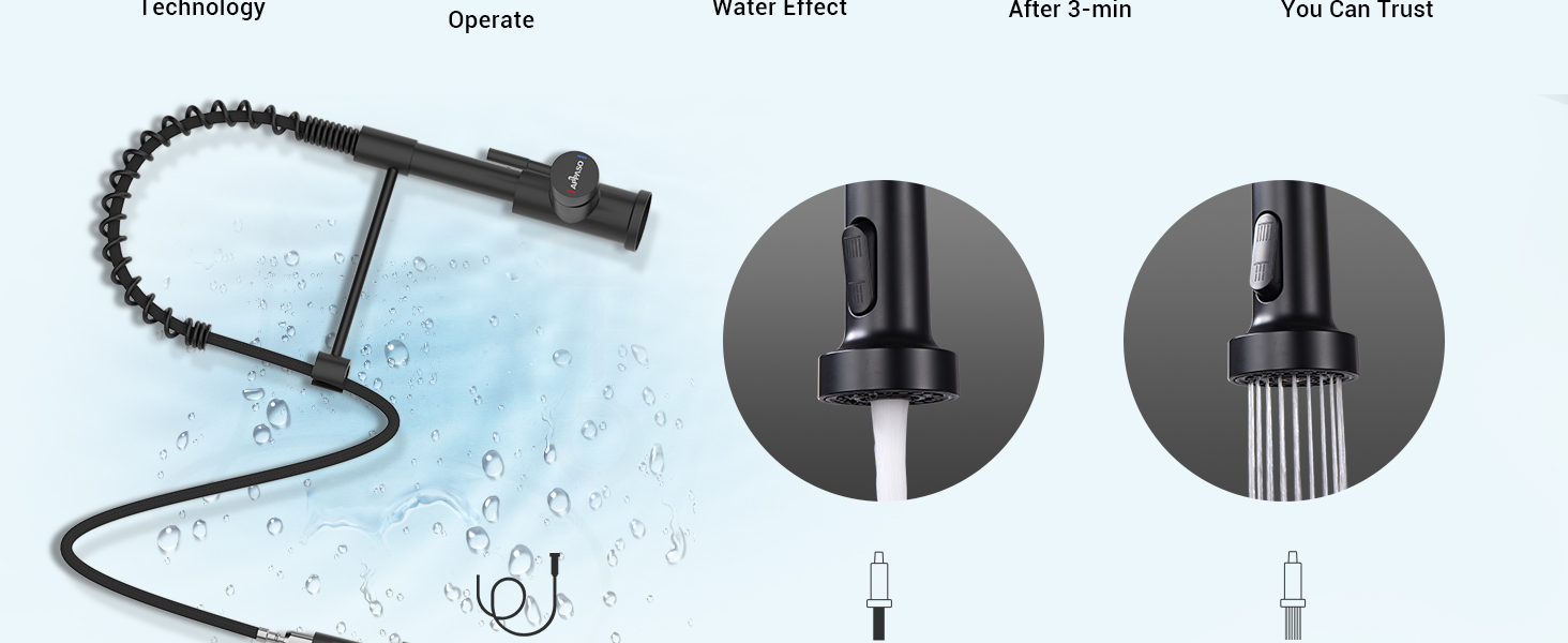 APPASO Black Touchless Kitchen Faucet with Soap Dispenser