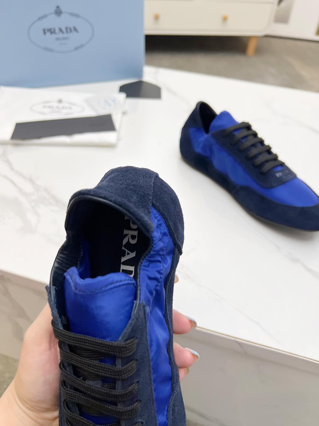 COLLAPSE SNEAKERS IN BLUE SUEDE AND NYLON、mysite、Cacoeks