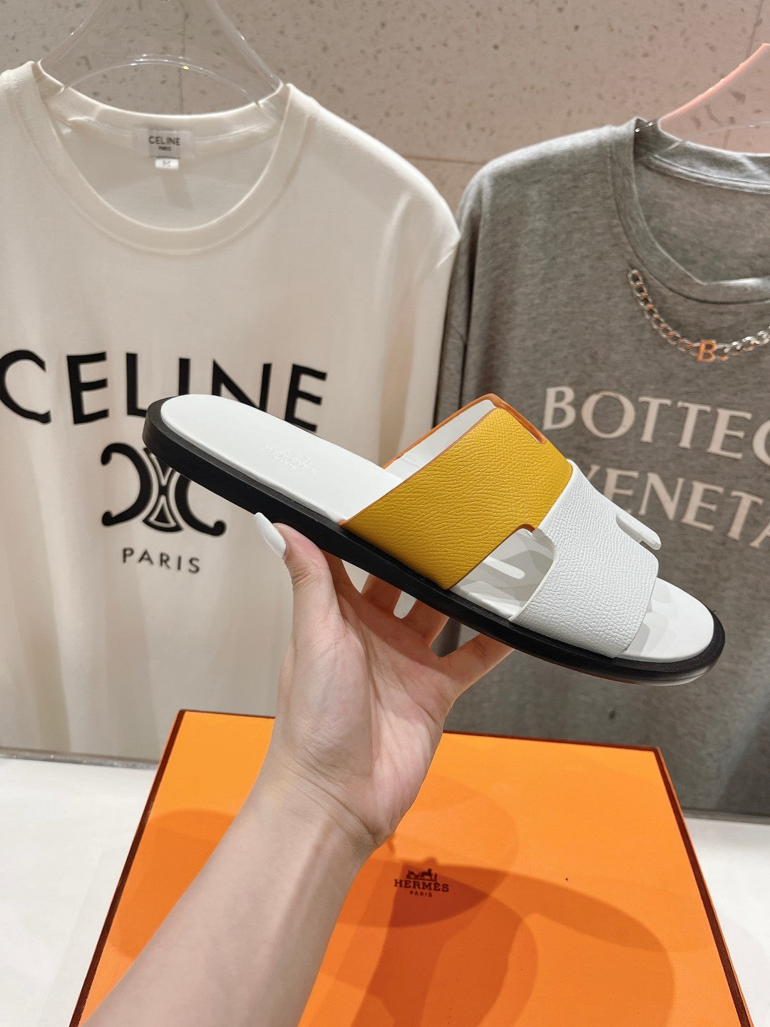 IZMIR SANDAL WHITE MIX YELLOW LAMBSKIN、mysite、Cacoeks