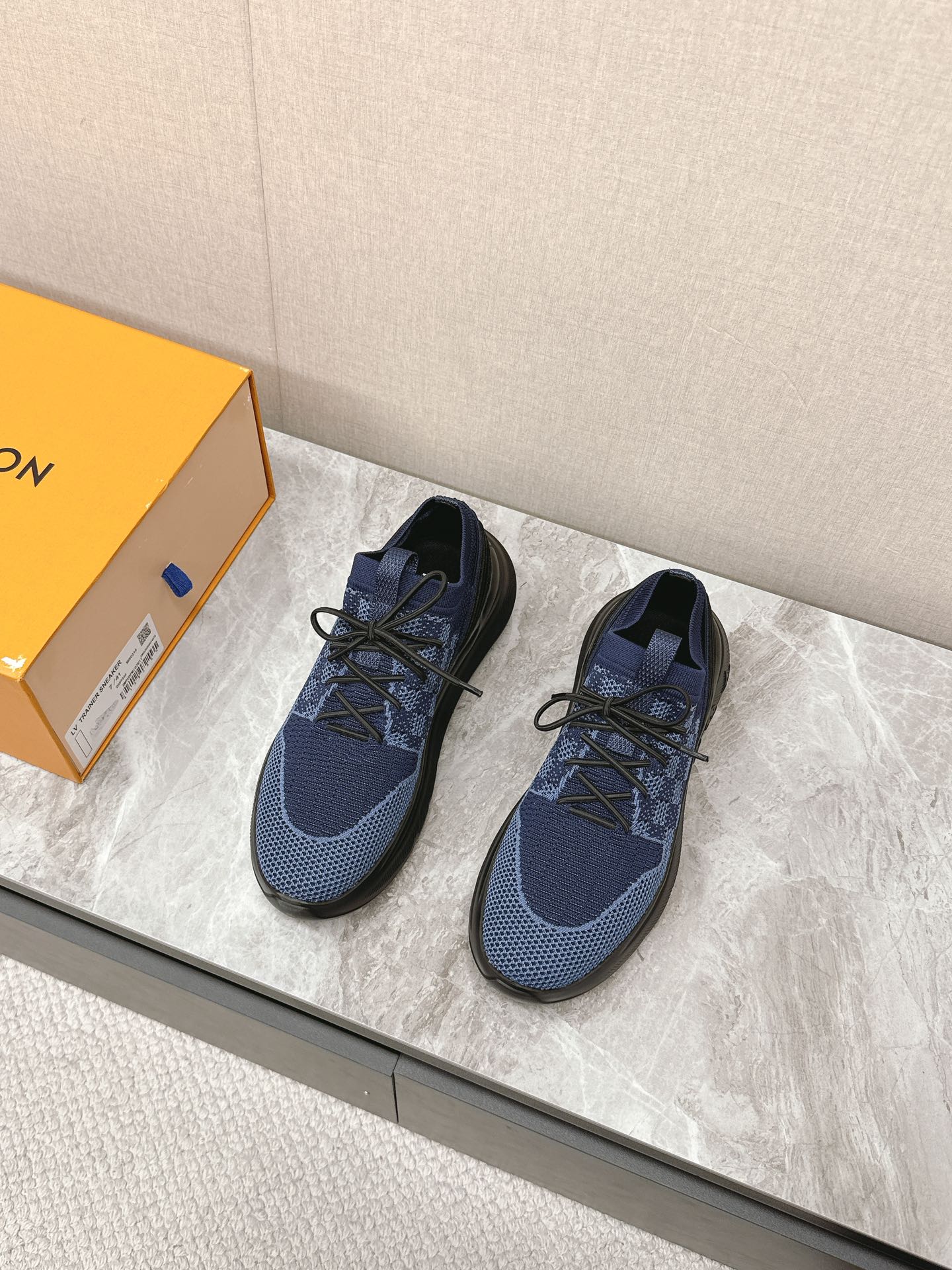 SNEAKERS IN MIDNIGHT BLUE DAMIER ELASTIC FABRIC、mysite、Cacoeks