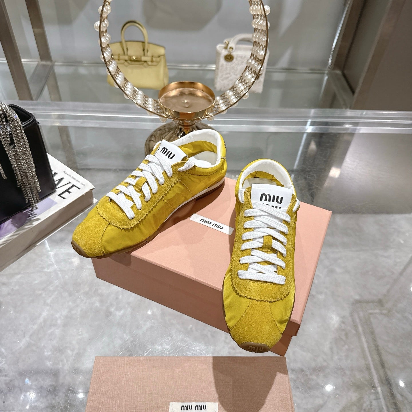 PLUME NAPPA SNEAKERS IN YELLOW SUEDE AND CANVAS、mysite、Cacoeks