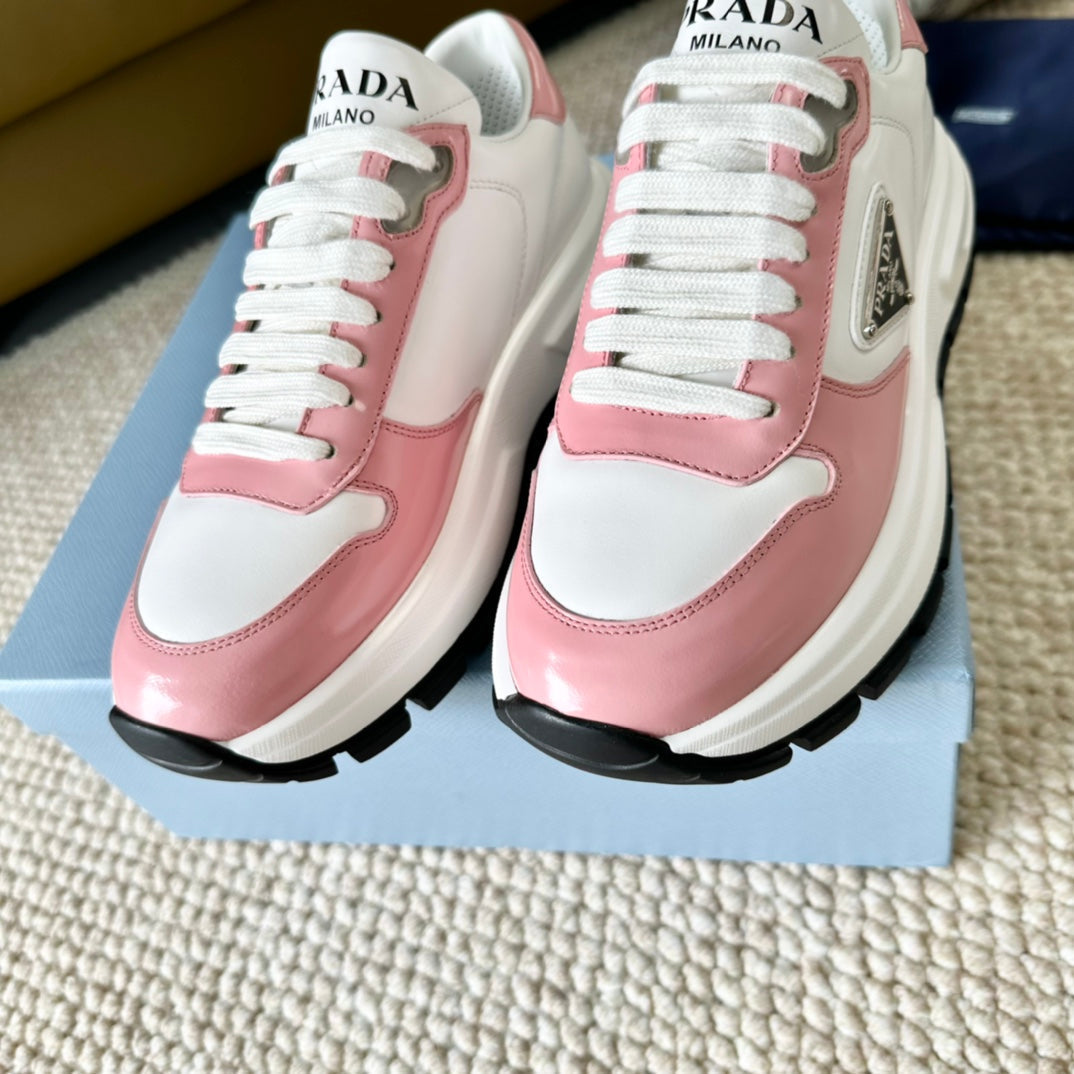 PRA THICK SOLE SNEAKER WHITE AND PINK CALFSKIN、mysite、Cacoeks