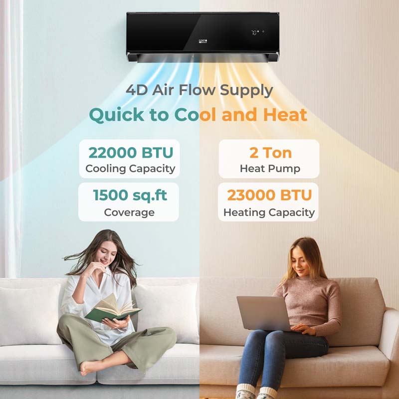 Eletriclife 24000 BTU 21 SEER2 208-230V Wifi Enabled Mini Split Air Conditioner