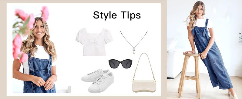 Danedvi Women's Denim Overalls Casual Jumpsuits Loose Fit Adjustable Strap Distressed Bib Jeans Overall Jumpsuits