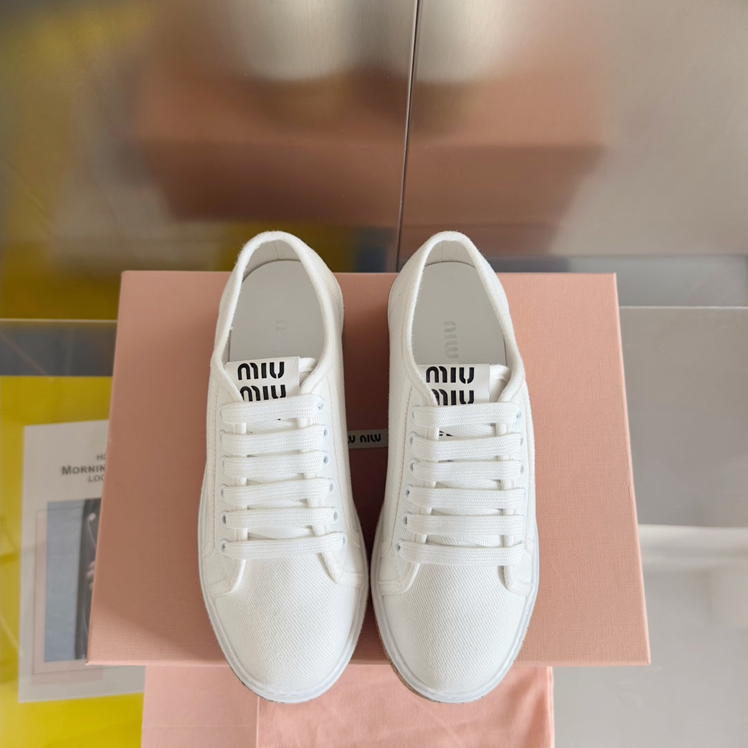 Lace - up Platform Shoes White Canvas、mysite、Cacoeks