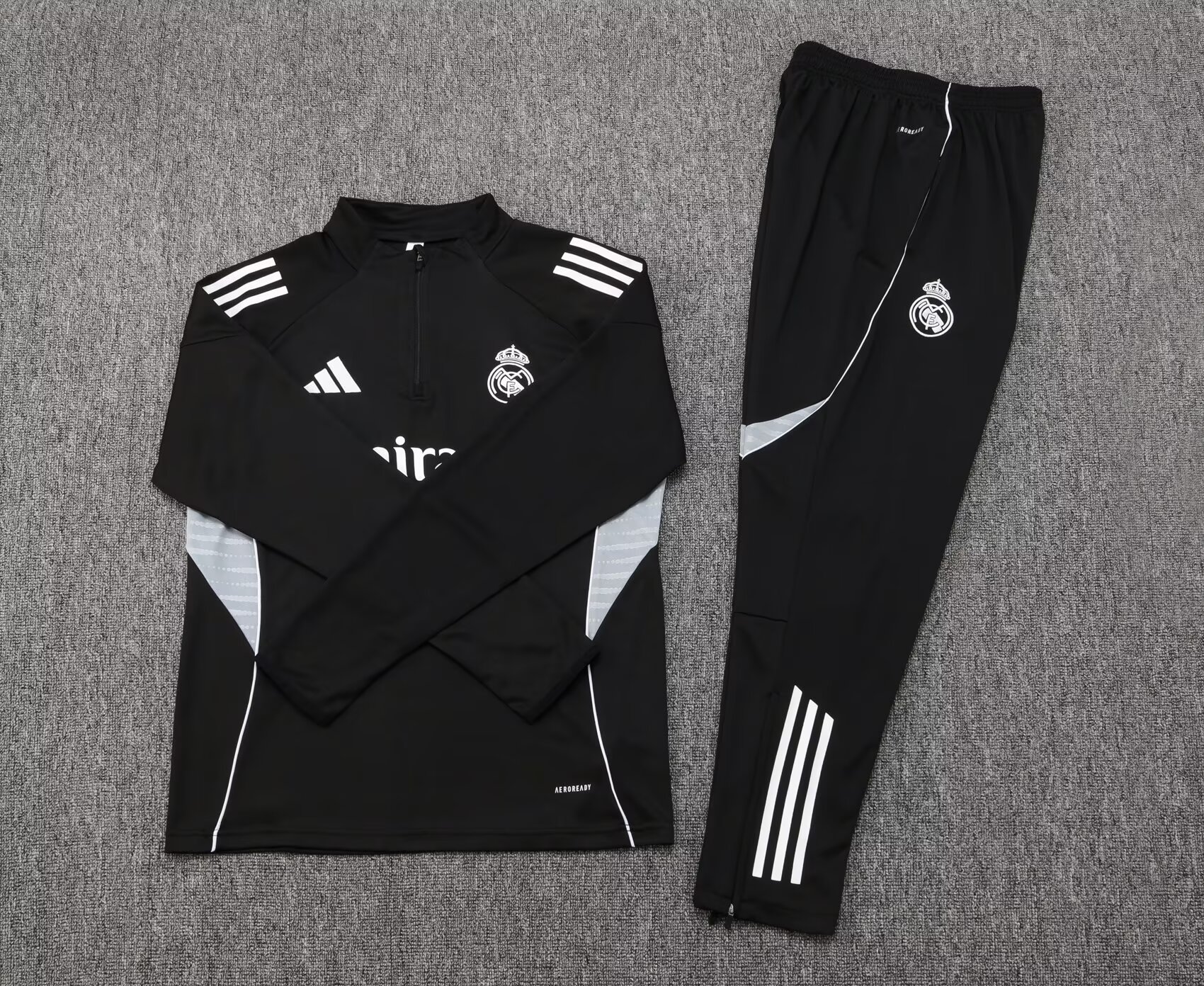 2025/2026 Real Madrid Half-Pull Training Suit Black Football Shirt 1:1 Thai Quality Set:football jersey mysite: unitedjerseyfootball 邓江浪:football