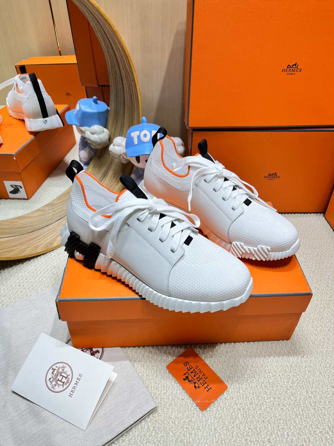 DEPART SLIP-ON SNEAKER IN WHITE KNIT AND CALFSKIN、mysite、Cacoeks