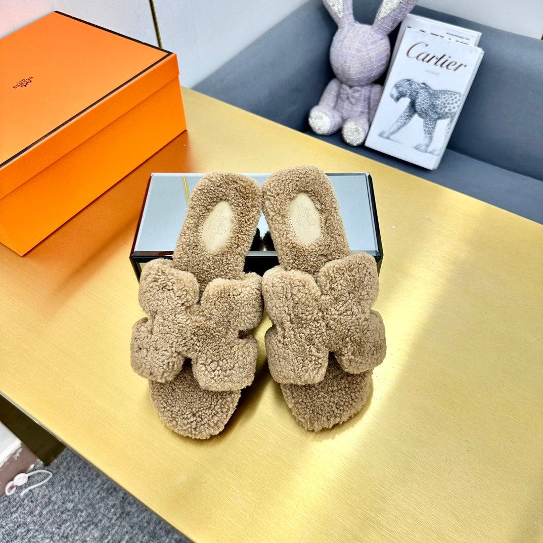0RAN SHEARLING SANDALS CAMEL BROWN、mysite、Cacoeks