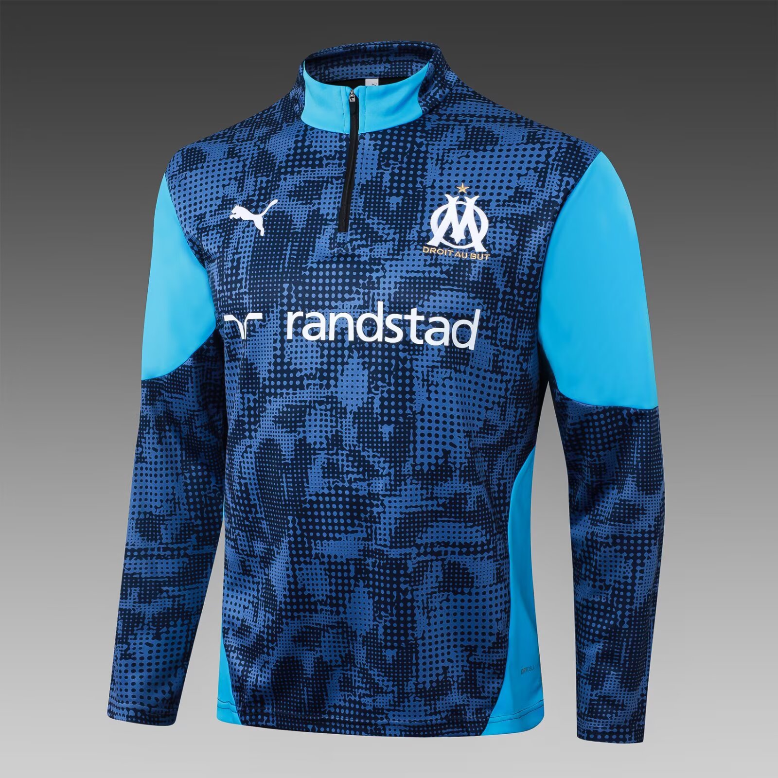 2025/2026 Olympique de Marseille Half-Pull Training Suit Blue-Black Football Jersey Set:football jersey mysite: unitedjerseyfootball 邓江浪:football