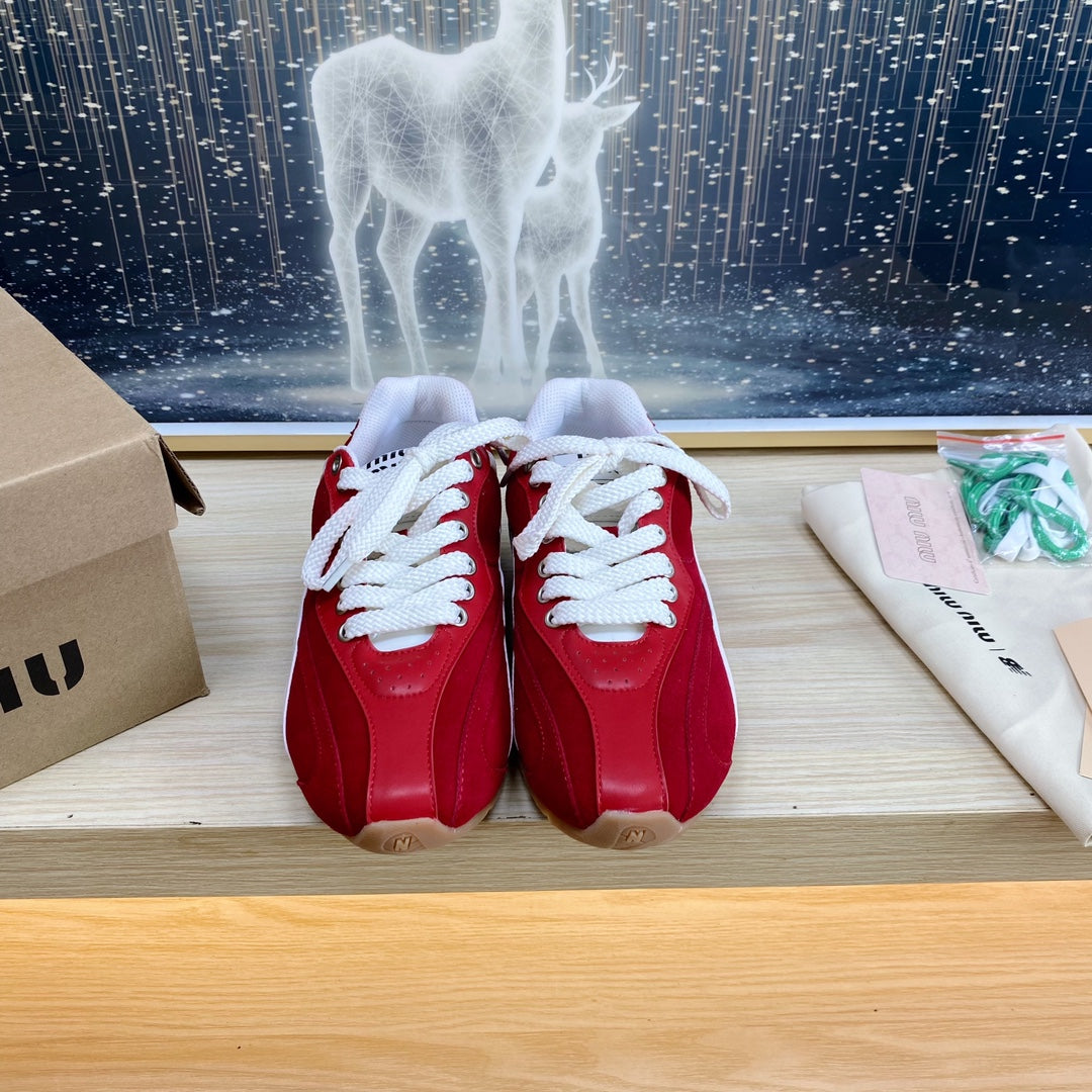 NB Red And Crimson Color Sneakers Cowhide、mysite、Cacoeks
