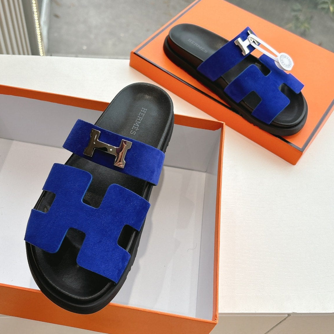 CHYPRE SANDAL IN COBALT BLUE SUEDE、mysite、Cacoeks