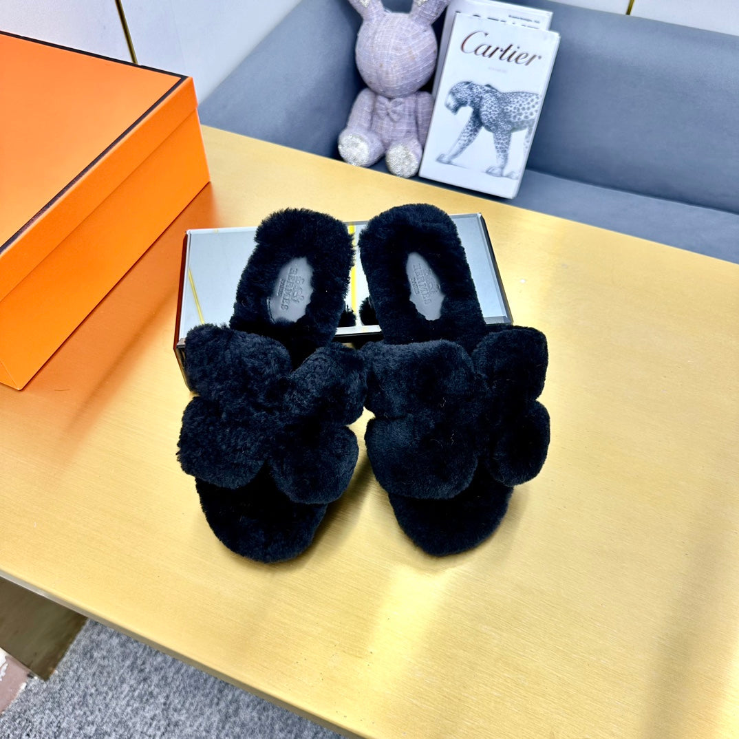 0RAN SHEARLING SANDALS BLACK、mysite、Cacoeks