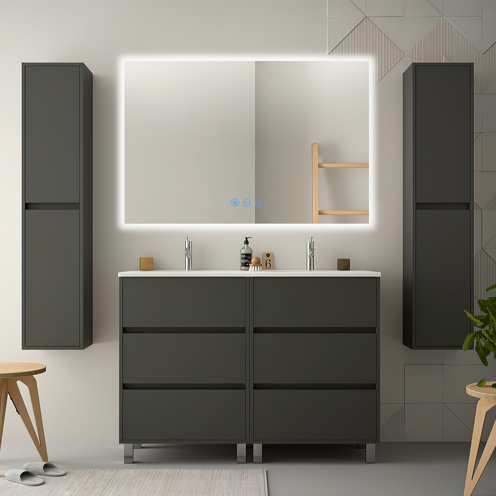 【Home Improvement】Bronson Rectangle LED Wall Mirror111