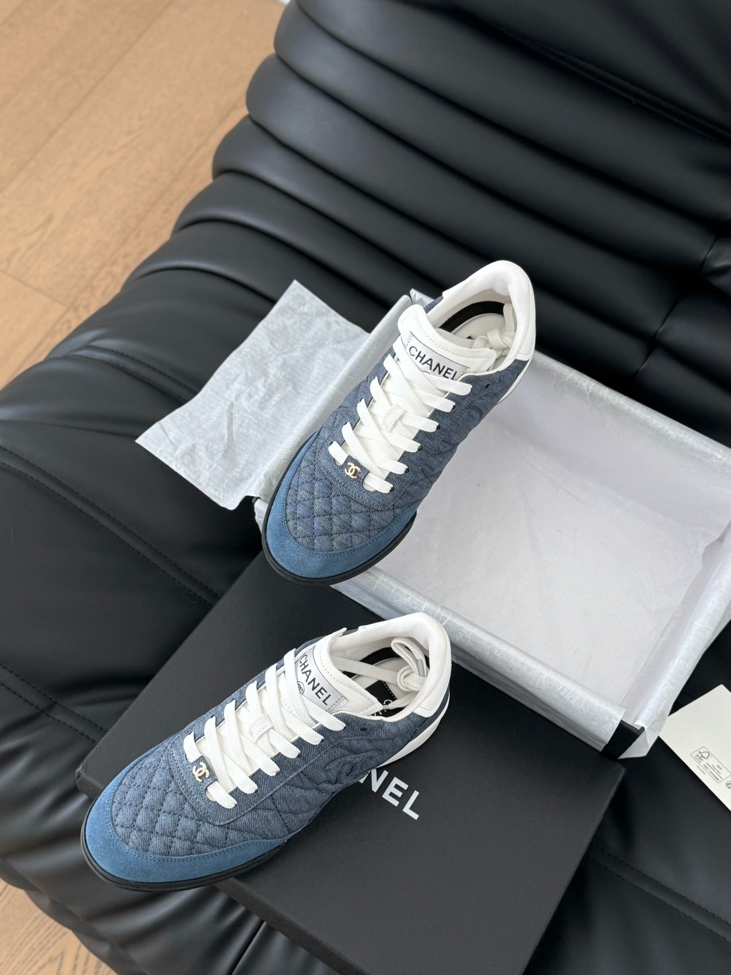 CC SNEAKER IN AEGEAN BLUE MIX WHITE EMBROIDERED LAMBSKIN、mysite、Cacoeks