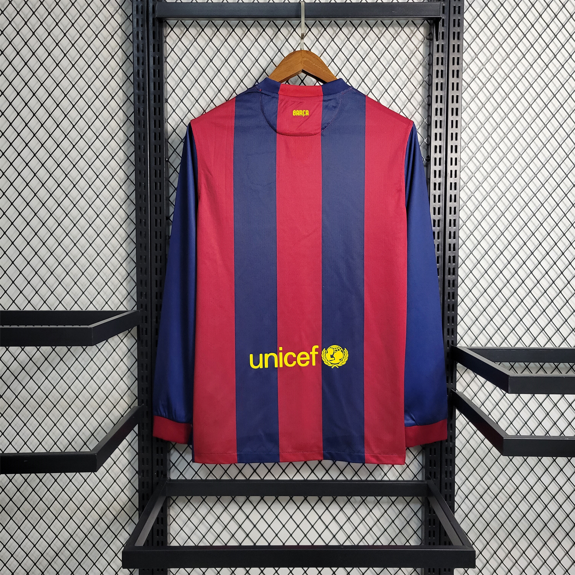 Higojerseys-Retro Barcelona 14-15 Home Stadium Long Sleeve Jersey