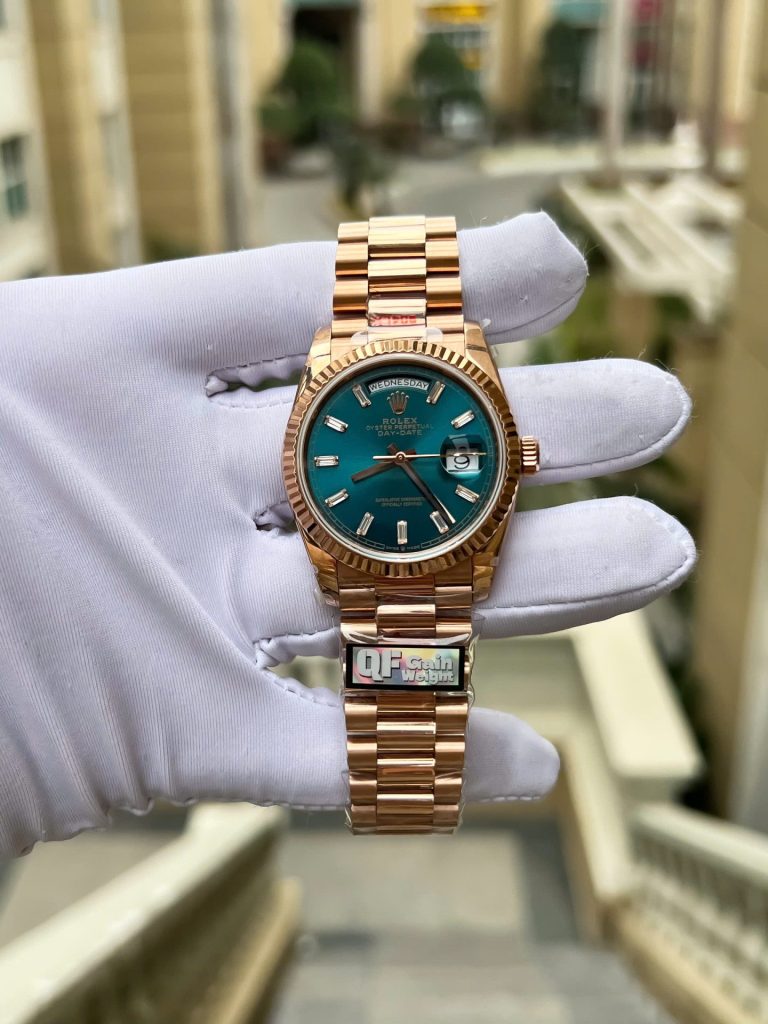 Đồng Hồ Rolex Day-Date 128235 Cọc Số Độ Kim Cương Moissanite Trọng Lượng 158gram QF 36mm (2)