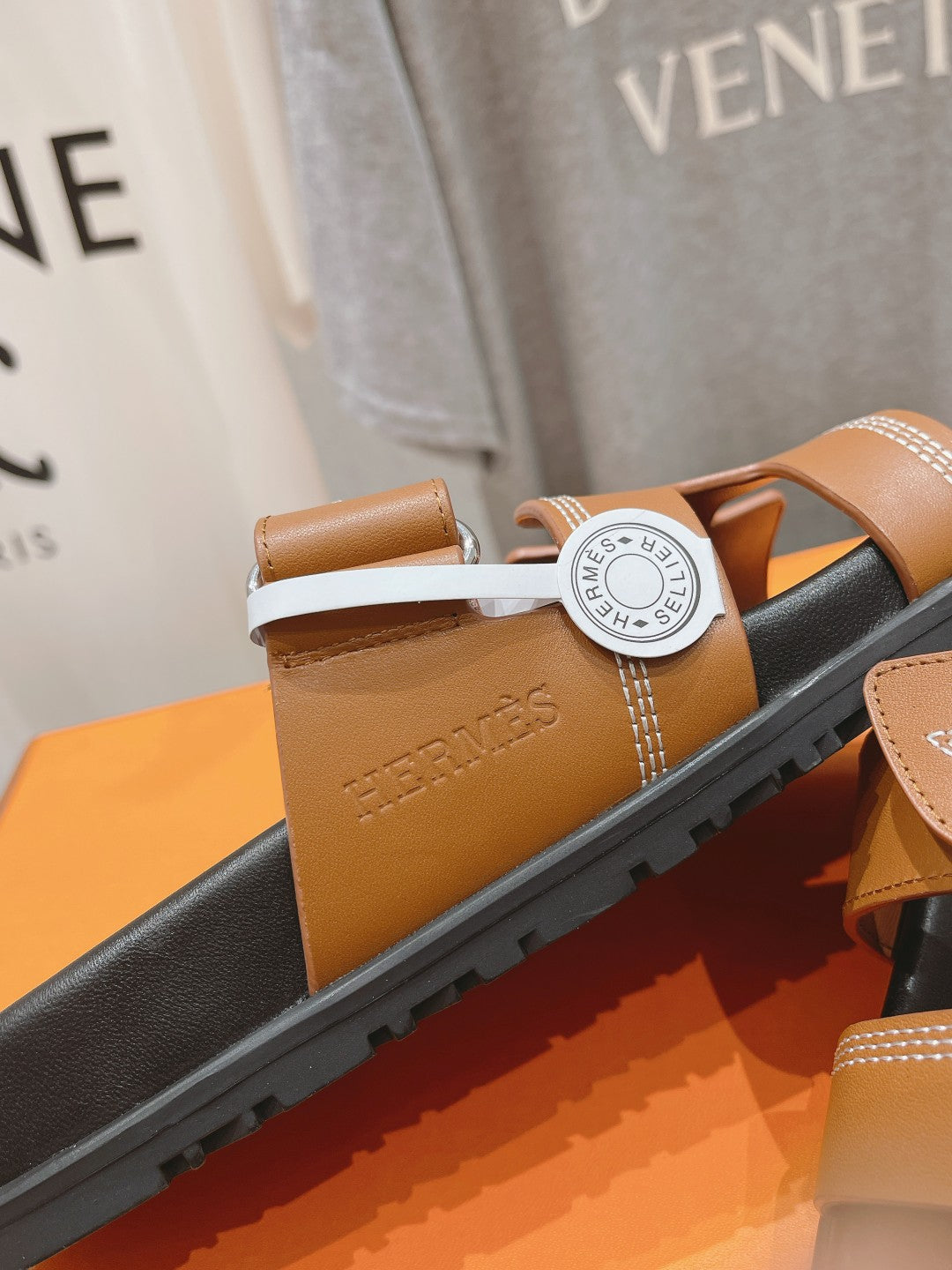 STAR-PATTERNED SANDAL BLACK AND CARAMEL CALFSKIN、mysite、Cacoeks