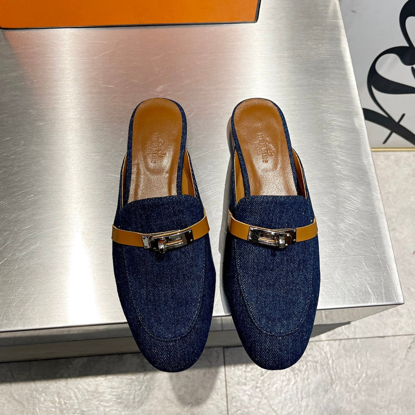 0Z MULE TAWNY AND DENIM CALFSKIN、mysite、Cacoeks