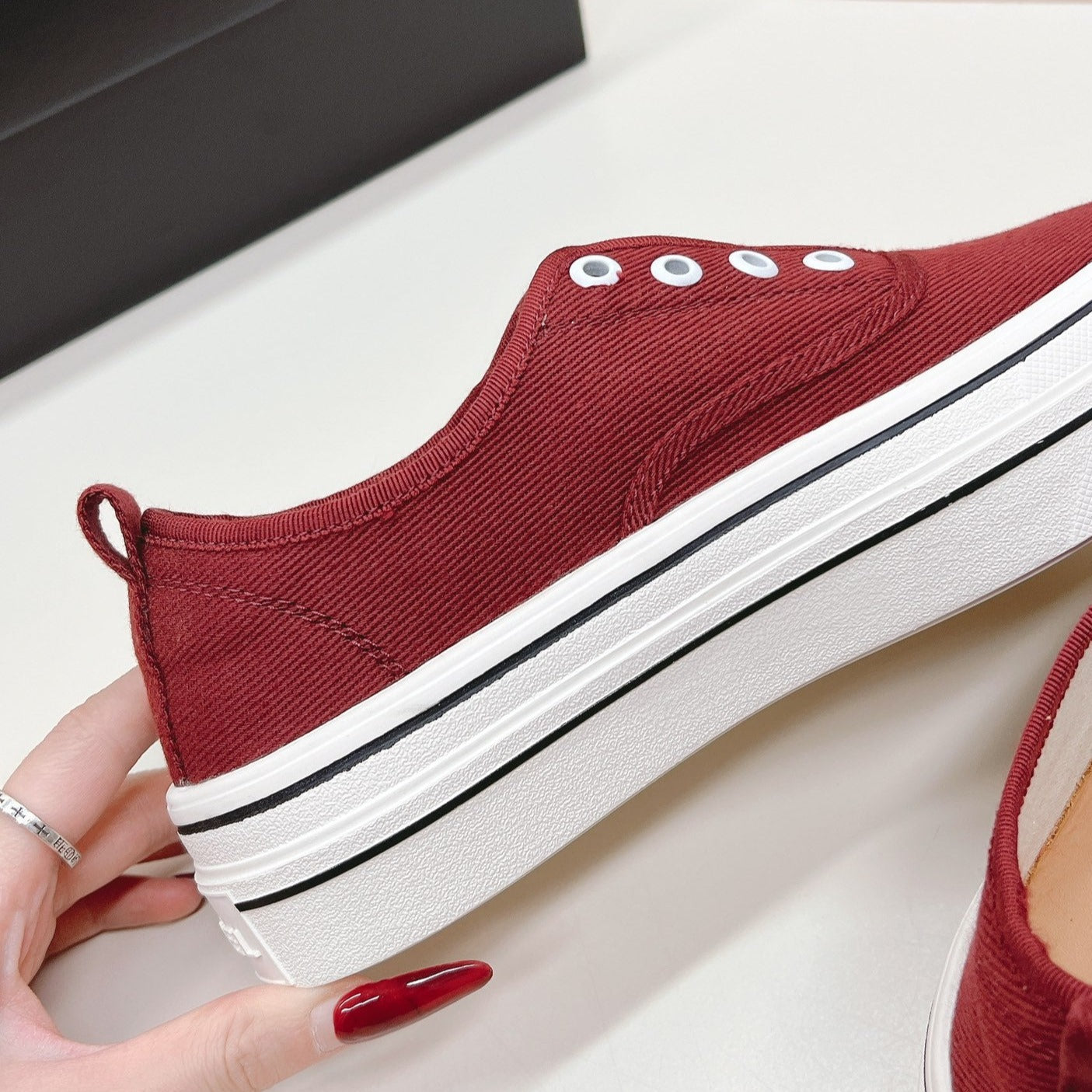 Double C Platform Biscuit Shoes Fabric Cherry Red、mysite、Cacoeks