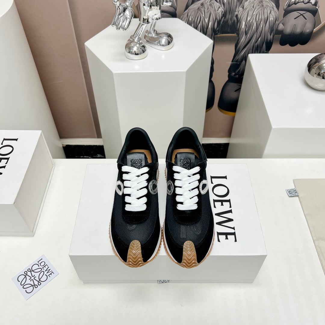 FLOW RUNNER SNEAKER IN BLACK SUEDE AND SHEEPSKIN、mysite、Cacoeks