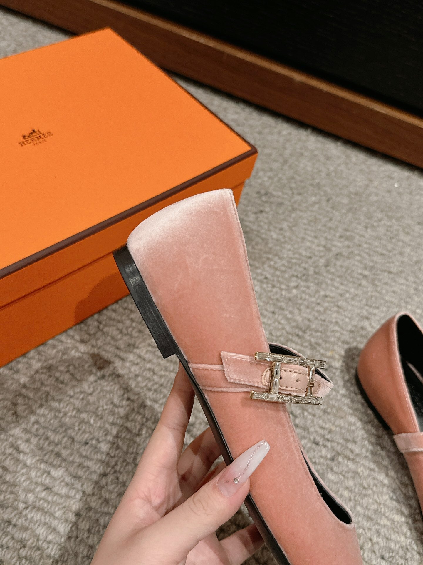 JANE BALLET FLAT PEACHY PINK VELVET、mysite、Cacoeks