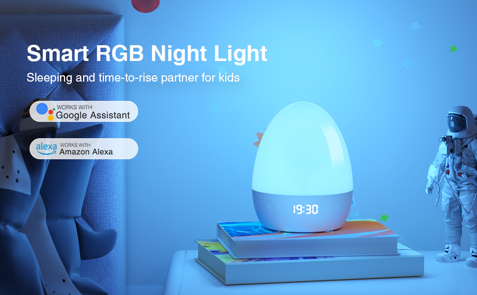 smart baby night light for kids alarm clock