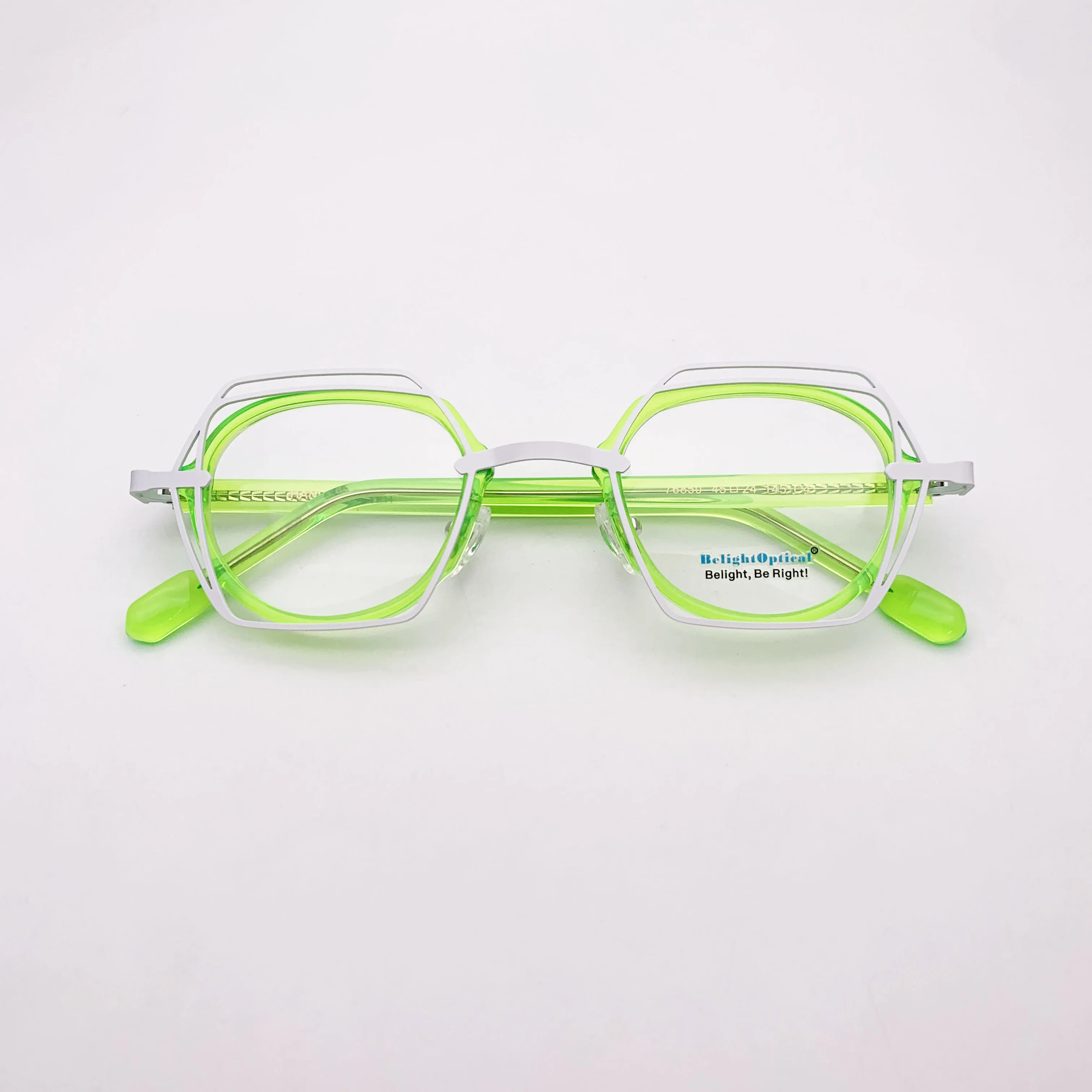 Acetate with Metal Colorful Vintage Combine Color Shape Optical Glasses Spectacle Frame Prescritpion Lens Women Style 76850