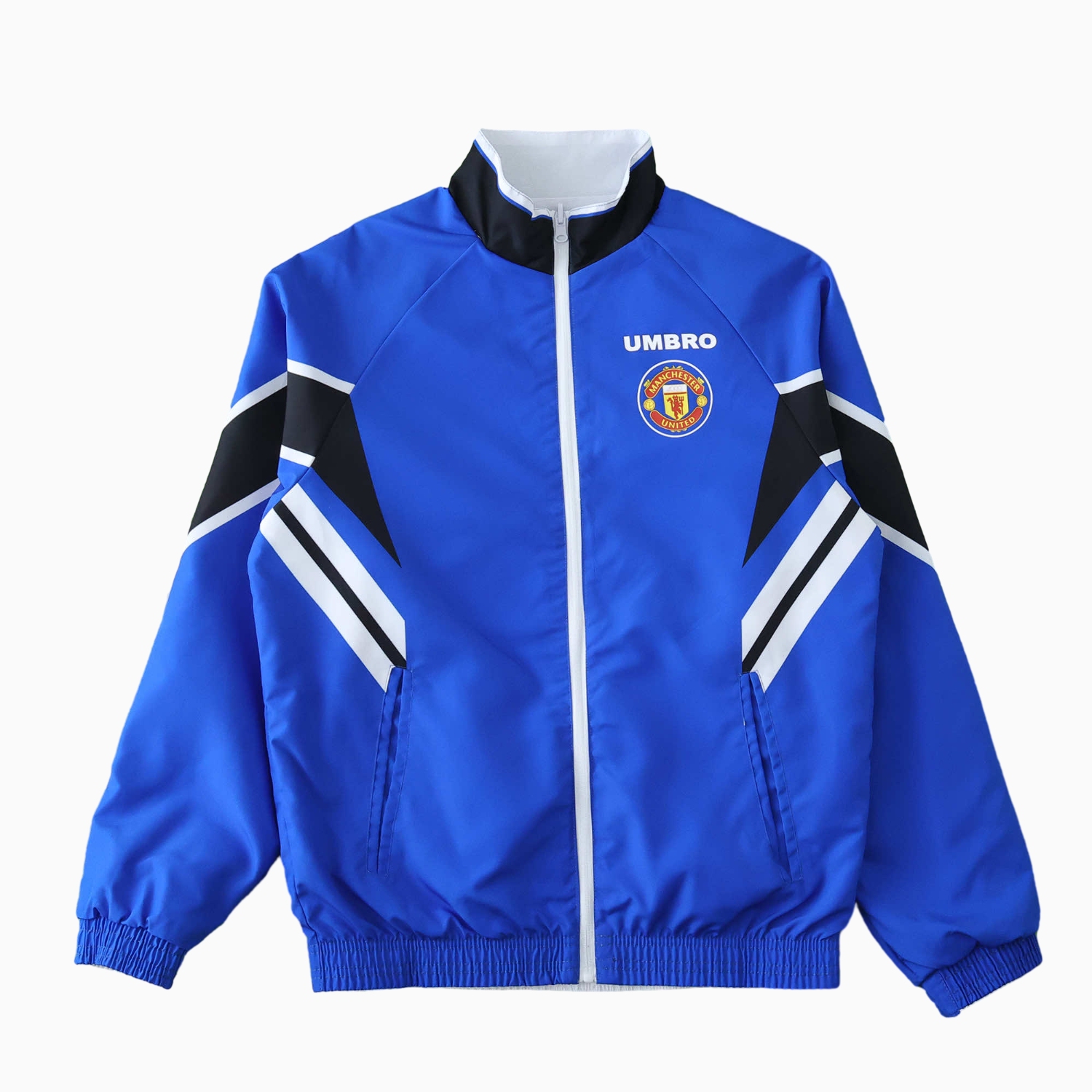 Funinjersey-Retro Manchester United 1996 Double Sided Reversible Windbreaker - Blue & Green