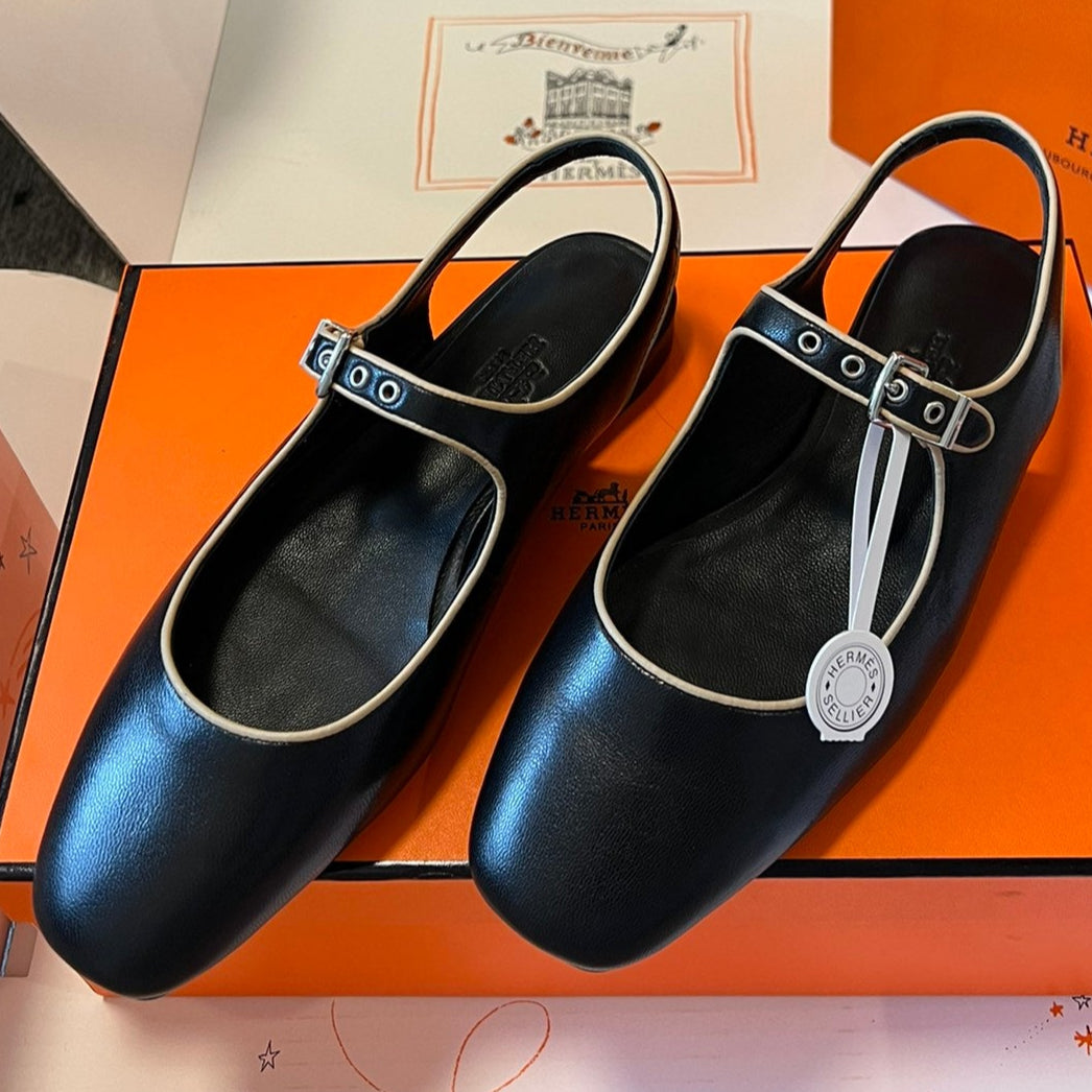 KLEO SLINGBACK IN BLACK CALFSKIN、mysite、Cacoeks