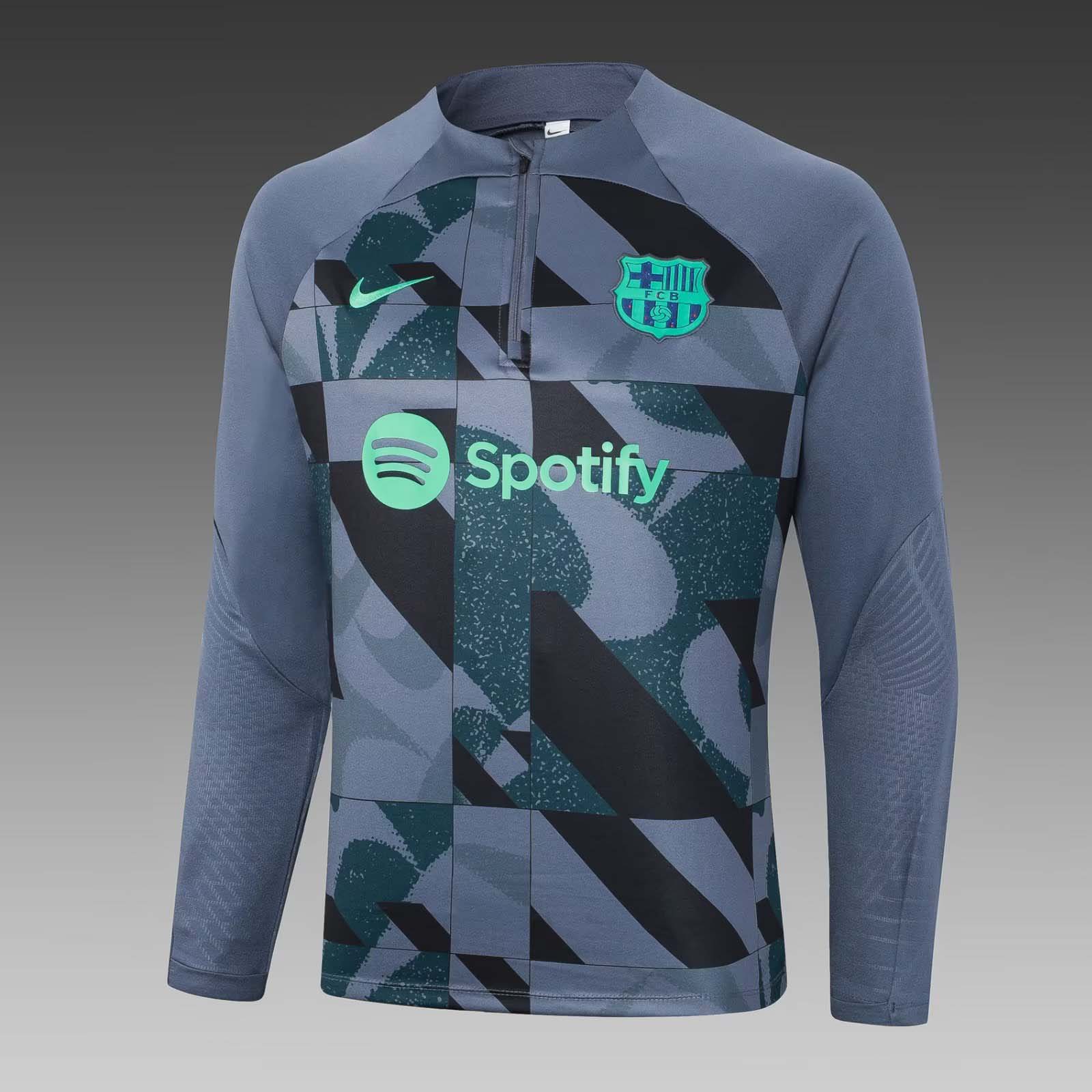 2023/2024 Barcelona Half-Pull Training Suit Gray Jersey Set:football jersey mysite: unitedjerseyfootball 邓江浪:football