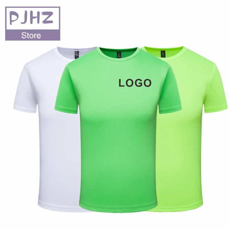 Quick Dry Round Neck T-shirts Gym Shirt Cheap Solid Color Short Sleeve Tee Personal Company Group Logo Custom  Print Embroidery