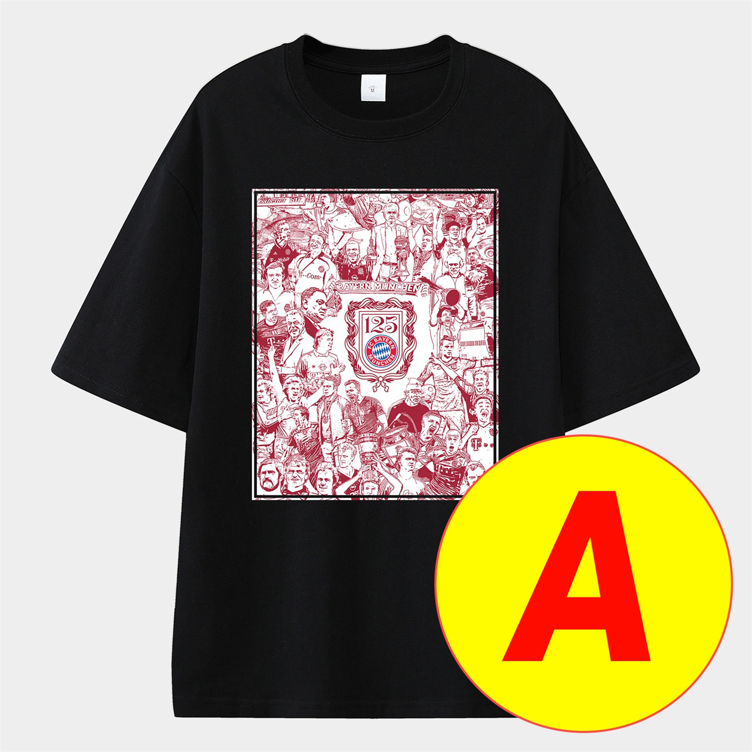 ManixJersey.com | Bayern Munich 2025 125th Anniversary Memory Fragments Unisex Pure Cotton T-shirt -Customize Name, Number and Patch | Worldwide Shipping