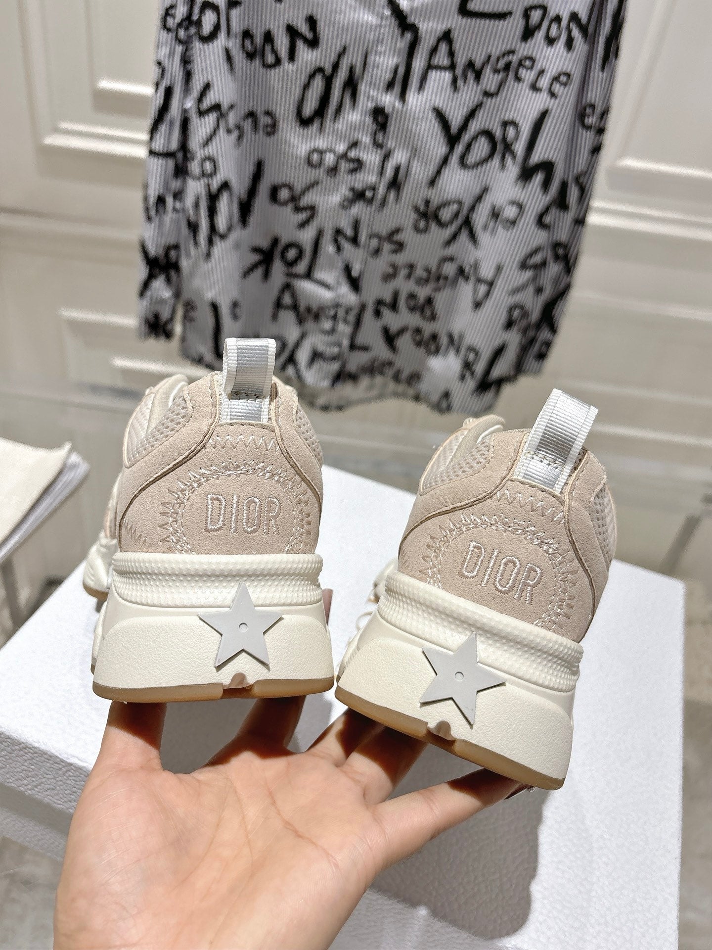 DIOR 25S CHRONO SNEAKER 45MM IN MESH WITH WHITE AND NUDE PINK CALFSKIN、mysite、Cacoeks