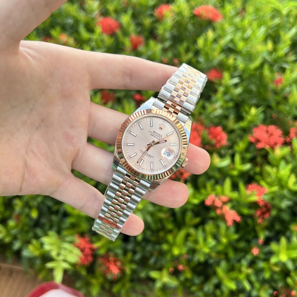 Đồng Hồ Rolex DateJust Demi Mặt Số Hồng Fake 11 EW Factory 41mm (1)